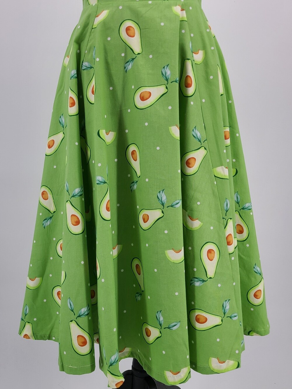 Unique Vintage's Magnolia Place Avocado Print Cotton Midi Dress Size XS - Picture 3 of 12